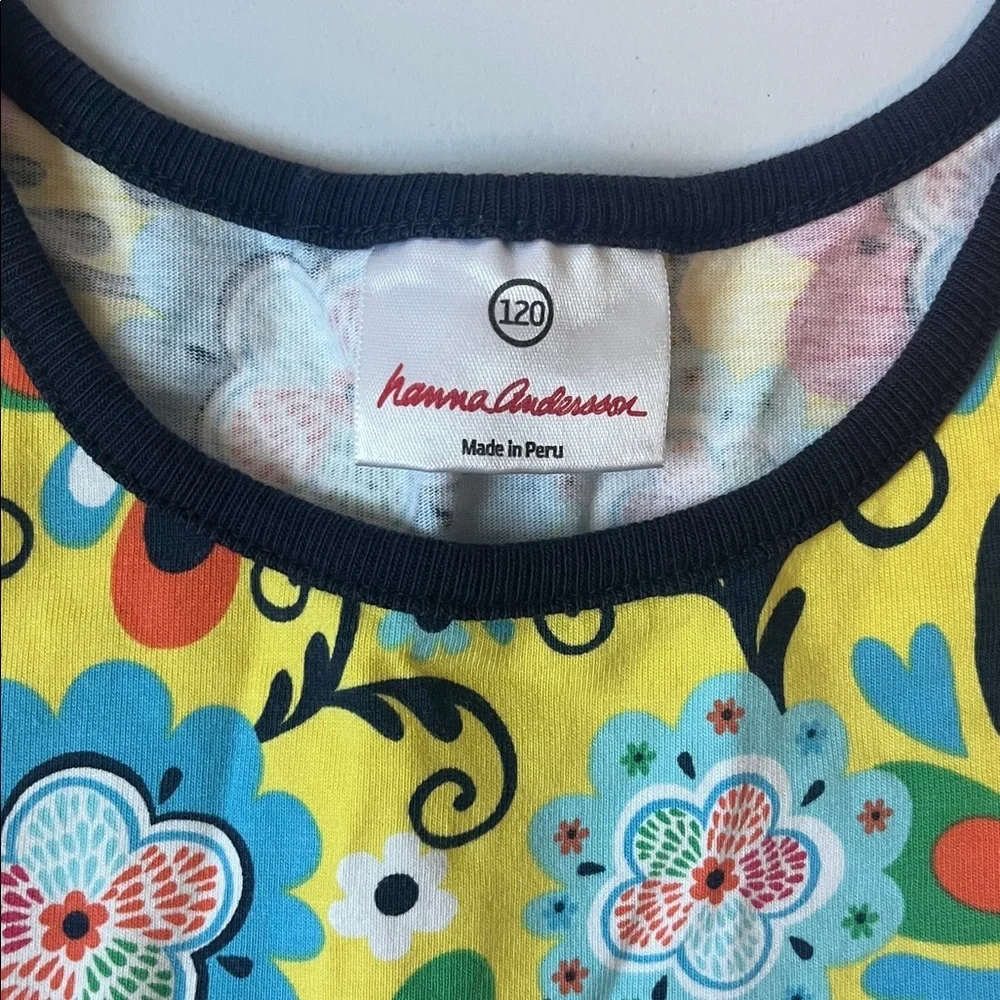 Hanna Andersson Short Sleeve Cotton Yellow Floral Dress with Pockets
